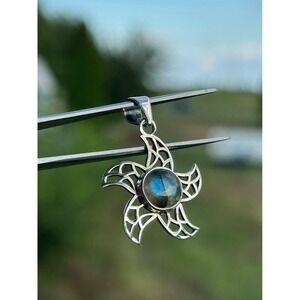 Labradorite Starfish‎ Sterling Silver Pendant